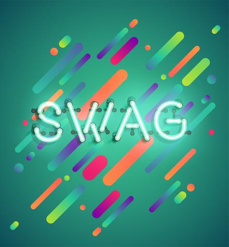 Neon word on colorful background, vector illustration
