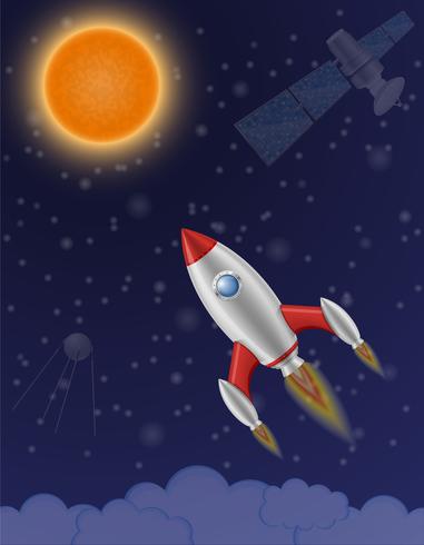 espacio cohete retro nave espacial ilustración vectorial vector