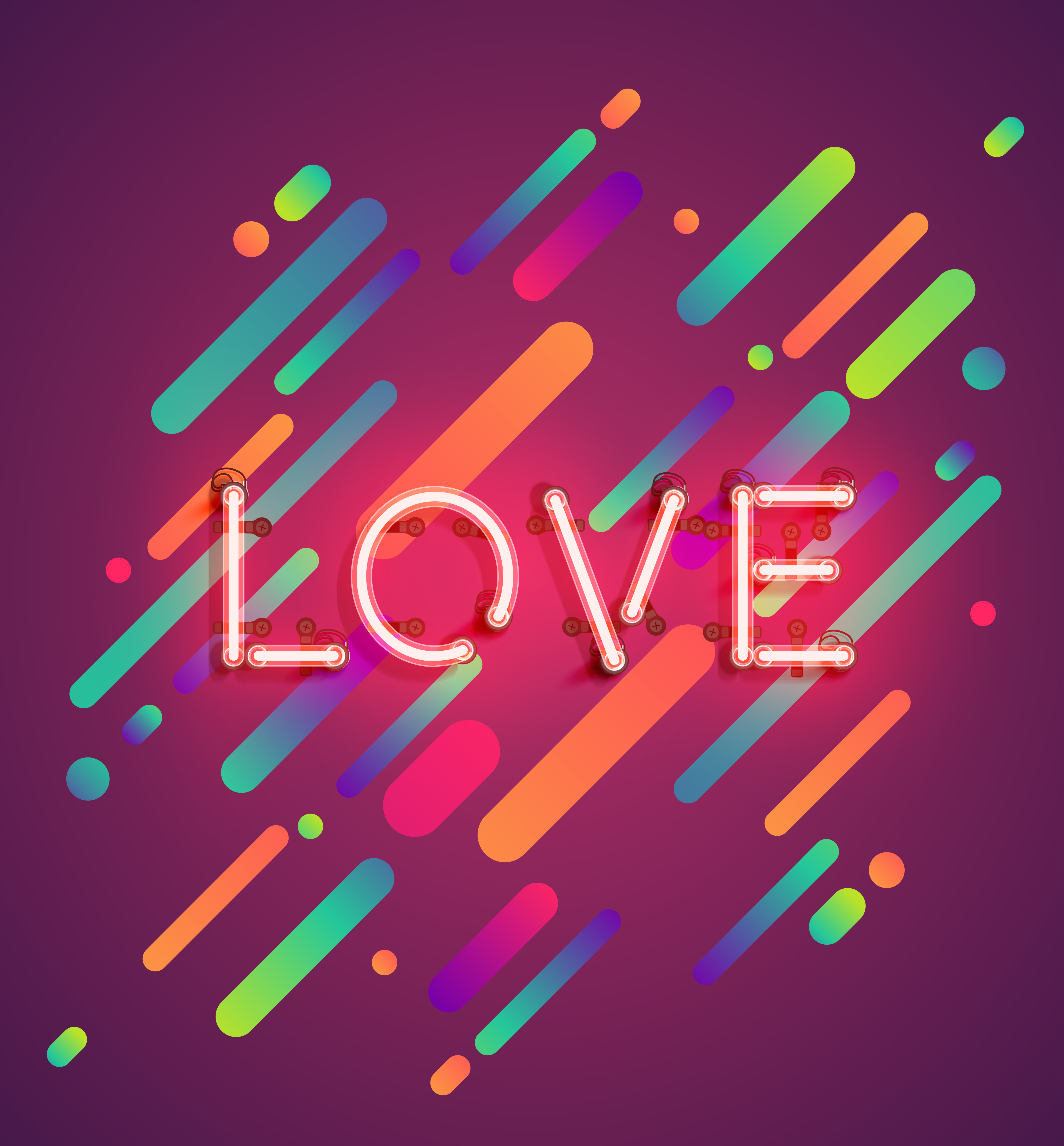 Neon word on colorful background, vector illustration 493188 Vector Art