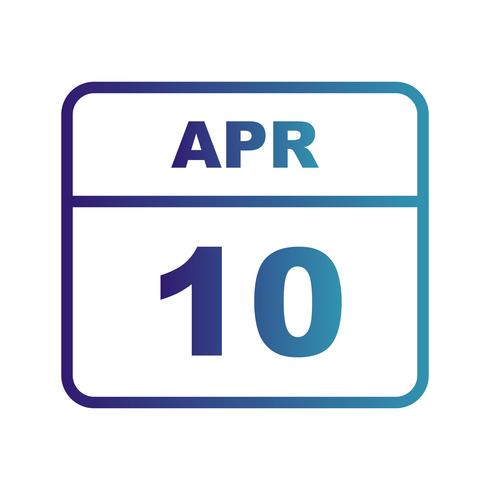 10 de abril, fecha en un calendario de un solo día vector