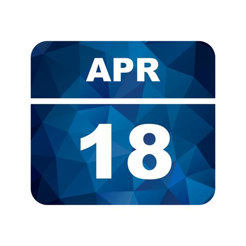 April 18th Date on a Single Day Calendar vector