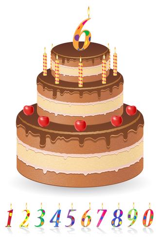 Pastel de cumpleaños de chocolate con números de ilustración vectorial de edad vector