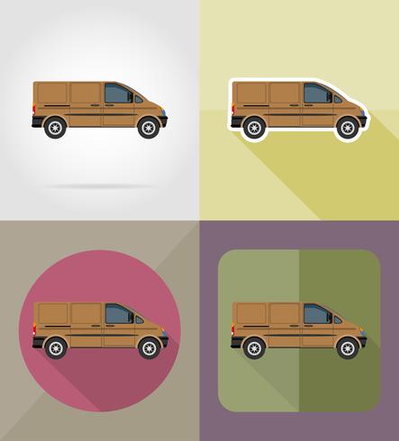 Ilustración de vector de iconos plana mini bus