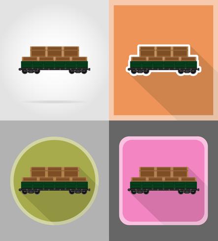 ferroviaria, tren, plano, iconos, vector, ilustración vector