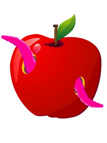 worm and apple vector