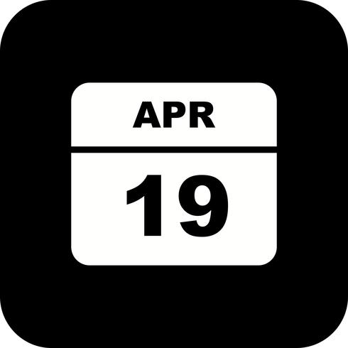 April 19th Date on a Single Day Calendar vector