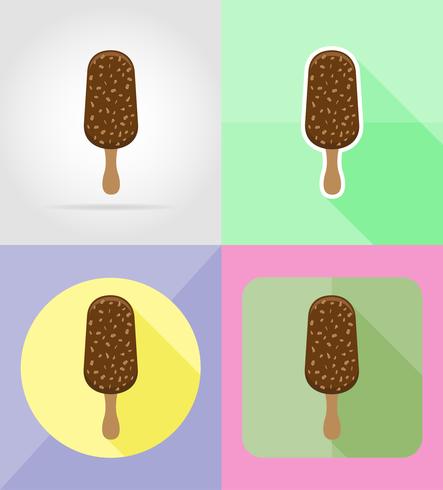 Ilustración de vector de iconos planos de helado