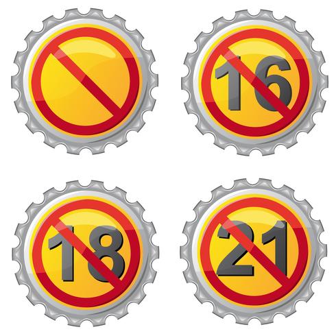 beer lids with prohibition on age vector illustration