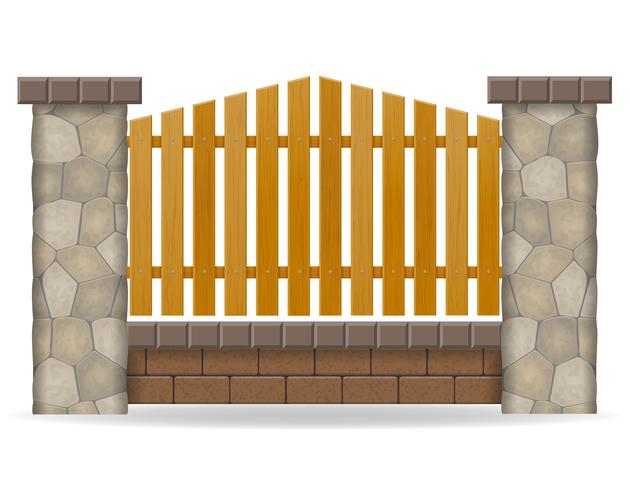 stone fence vector illustration