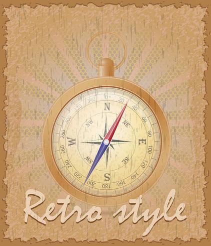 retro style poster old compass vector illustration