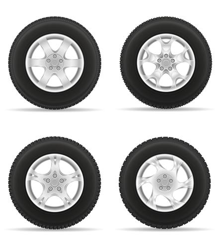 set icons car wheel tire from the disk vector illustration