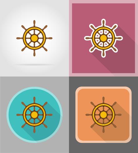 steering wheel for ship flat icons vector illustration