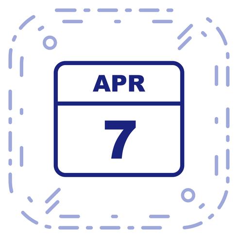 April 7th Date on a Single Day Calendar vector