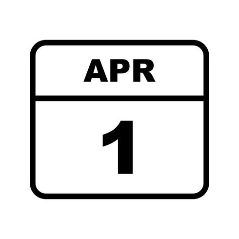 April 1st Date on a Single Day Calendar vector