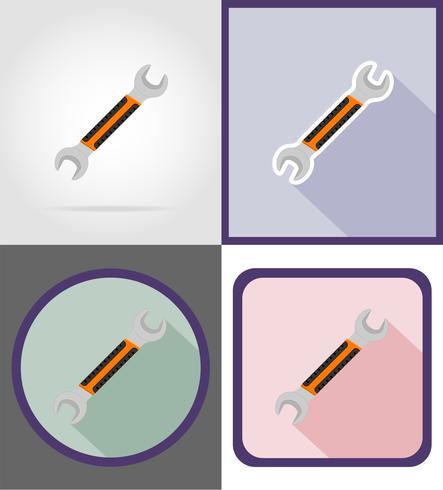 Llave de reparación y construcción de herramientas planas iconos vector illustration