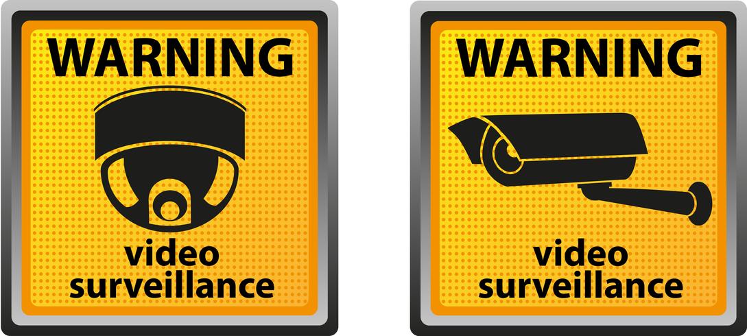 sign warning of surveillance camera vector