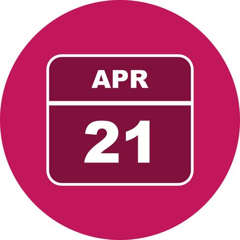 April 21st Date on a Single Day Calendar vector