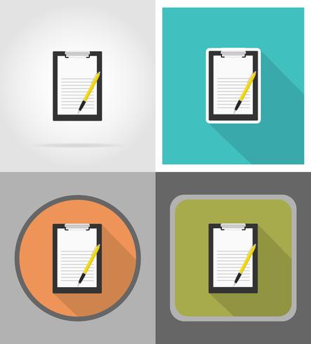 clipboard and pen flat icons vector illustration
