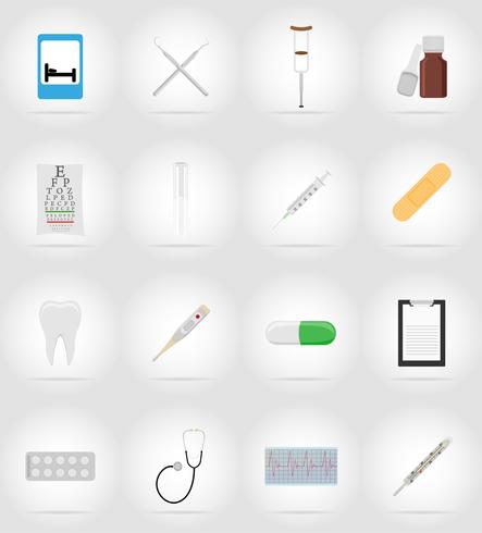 medical objects and equipment flat icons illustration vector