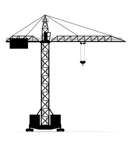 building crane black silhouette outline vector illustration