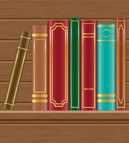 books on wooden shelf vector illustration