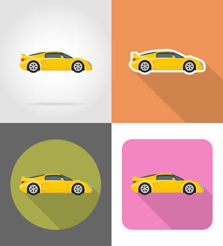 Ilustración de vector de iconos planos de coche deportivo