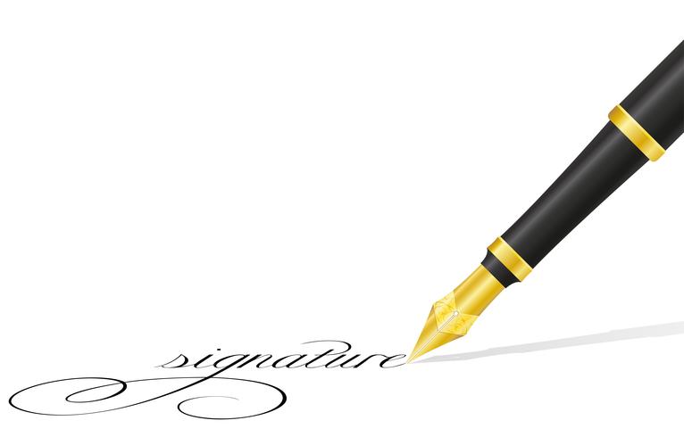 ink pen and signature vector illustration