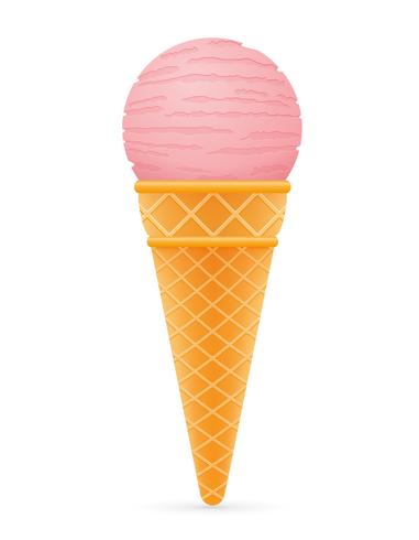 Bola de helado en la ilustración de vector de cono de waffle