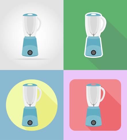 mixer household appliances for kitchen flat icons vector illustration