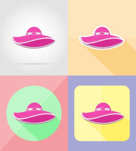 iconos planos de playa sombrero ilustración vectorial vector