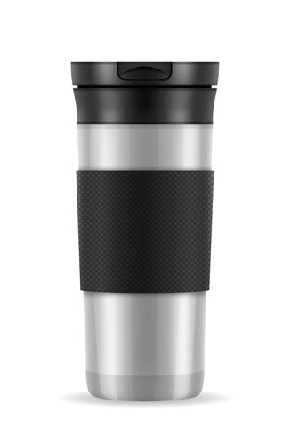 metallic silver thermo cup thermomug vector illustration
