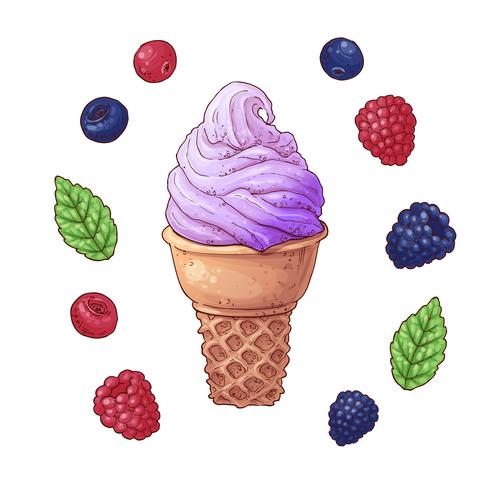 Set of Ice cream cone vector illustration