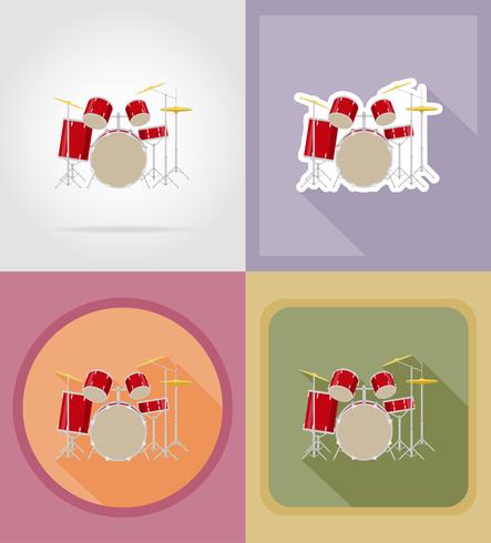 drum set kit flat icons vector illustration