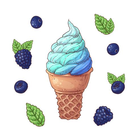 Conjunto de ilustración de vector de cono de helado