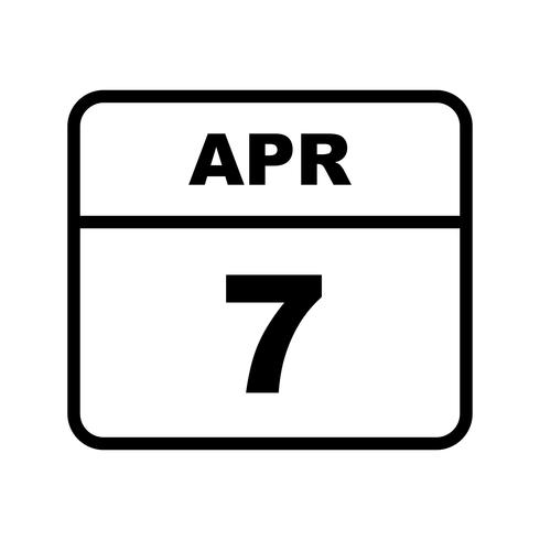 April 7th Date on a Single Day Calendar vector