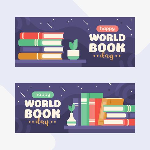 Illustration of a stack of books with an apple and mini globe in starry night background. Flat style illustration vector