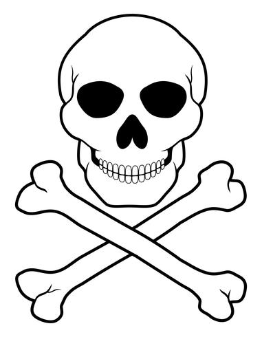 Ilustración de vector de calavera pirata y tibias cruzadas