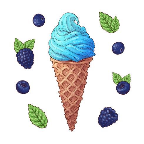 Conjunto de ilustración de vector de cono de helado