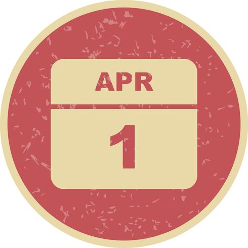 April 1st Date on a Single Day Calendar vector