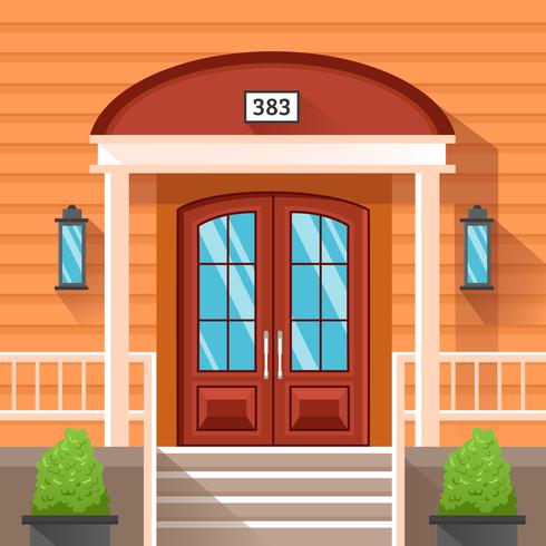 Puerta Delantera De Casa Decorada Por Siding vector