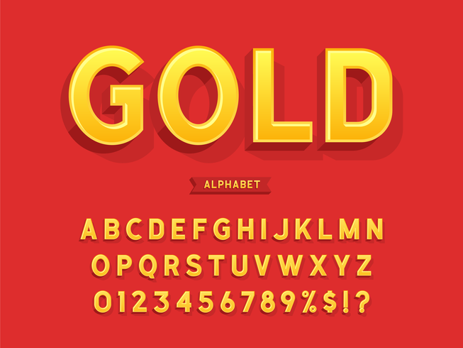 3D Gold Bold Alphabet vector