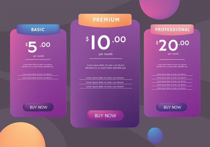Pricing Table Vector Design