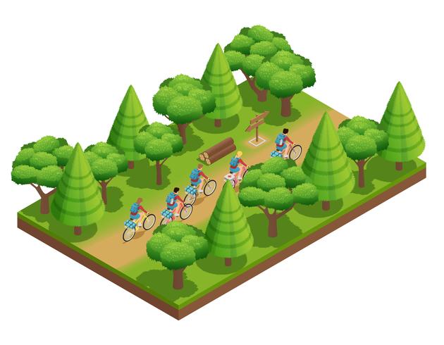 Camping Hiking Isometric Composition vector