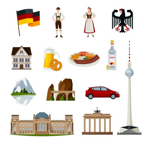 Colección de iconos planos de Alemania vector