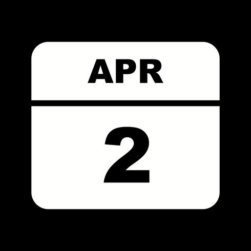 April 2nd Date on a Single Day Calendar vector