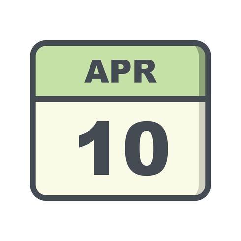 April 10th Date on a Single Day Calendar vector