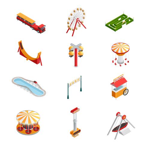 Conjunto de iconos de parque de atracciones vector