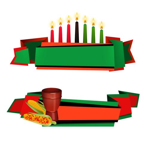 Kwanzaa Ribbon 2 Colorful  Banners Set vector