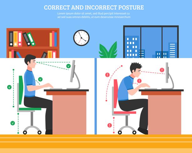 Spine Sitting Postures Illustration vector