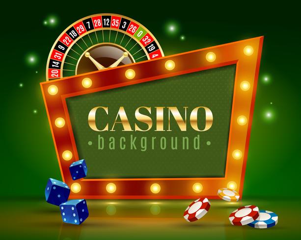 Casino Festive Lights Green Background Poster  vector